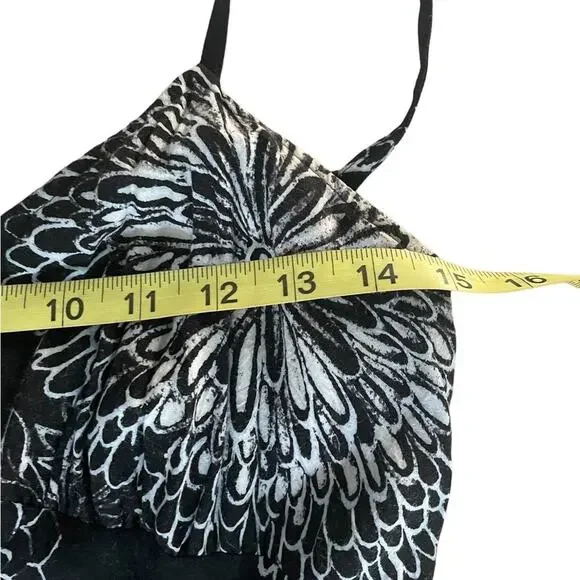 Vintage Jams World Asymmetric Dress Womens XS Black Floral Spaghetti Strap Midi - Picture 9 of 11